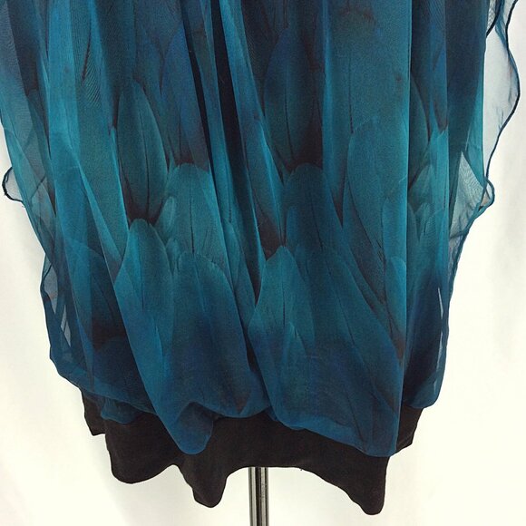 BAISHENGGT Womens Summer Tops Flutter Short Sleeve Pleated Front Mesh Teal 4XL - Picture 9 of 14